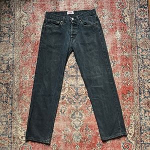 Vintage 2000s Levi's 501 Made in USA Faded Black Straight Leg 30 x 30
